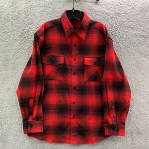 YAGO Shirt Mens Size XL Button Up Plaid Extra Large Red Flannel*